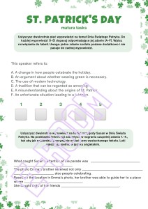 ST PATRICK'S DAY MATURA TASKS