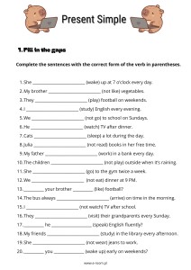 FREE PRESENT SIMPLE WORKSHEETS