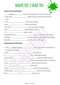 HAVE TO HAS TO WORKSHEETS