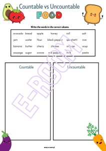 COUNTABLE VS UNCOUNTABLE FOOD A2